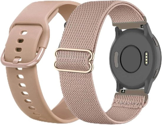 Cinturini per orologio Premium - Pacchetto da 2 - Nylon e Silicone - Compatibile con Garmin Venu 2S/Venu 3S - Per Uomini e Donne - Estensibili - Codice di prodotto: - Modello: - Dimensione: 18mm