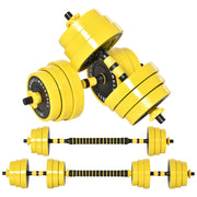 Set di manubri regolabile 3 in 1 ¨C Zephmum ¨C Giallo e nero, 25 kg, 12 piastre, 3 aste