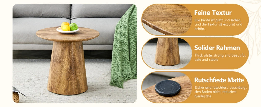 TAVOLINO ROTONDO 50 cm Effetto legno MDF