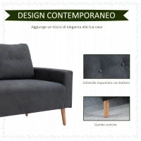 Divano 2 Posti Moderno in Stile Nordico con Schienale Trapuntato in Tessuto, 145x76x88 cm, Grigio