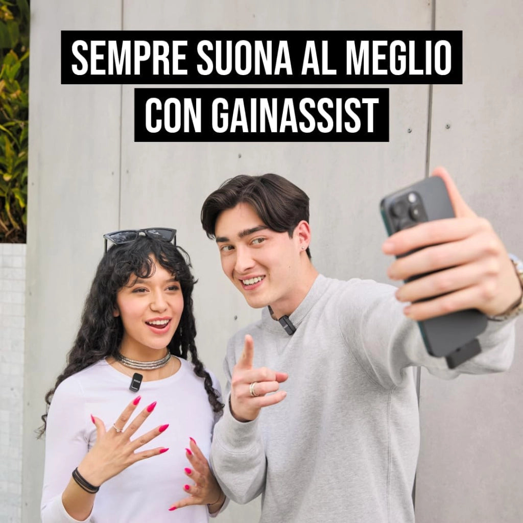 RØDE Wireless Micro - Microfono wireless compatto, due microfoni con custodia di ricarica per la creazione di contenuti per smartphone - Lightning, nero