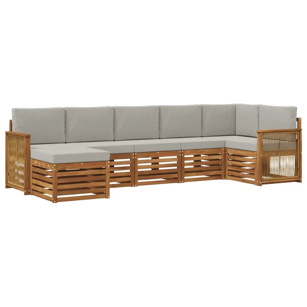 Set divano sezionale con cuscino 6 pcs Naturale e Grigio Chiaro 3384627