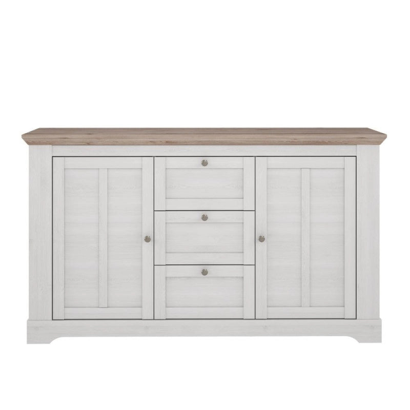 Madia Forma con 3 cassetti e 2 ante colore rovere neve e piano olmo scuro