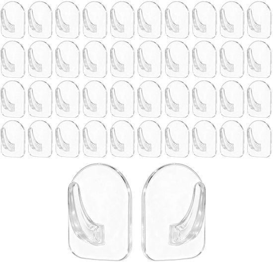 Hanger da parete multifunzionale a secco, trasparente, in plastica, da 40 pezzi, dimensioni 3 x 2,3 cm
