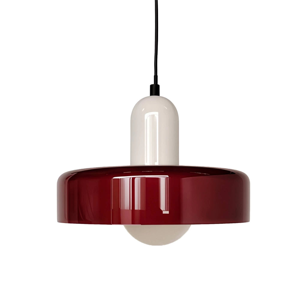 Lampada a sospensione da interno in vetro e metallo, ø25cm, bordeaux