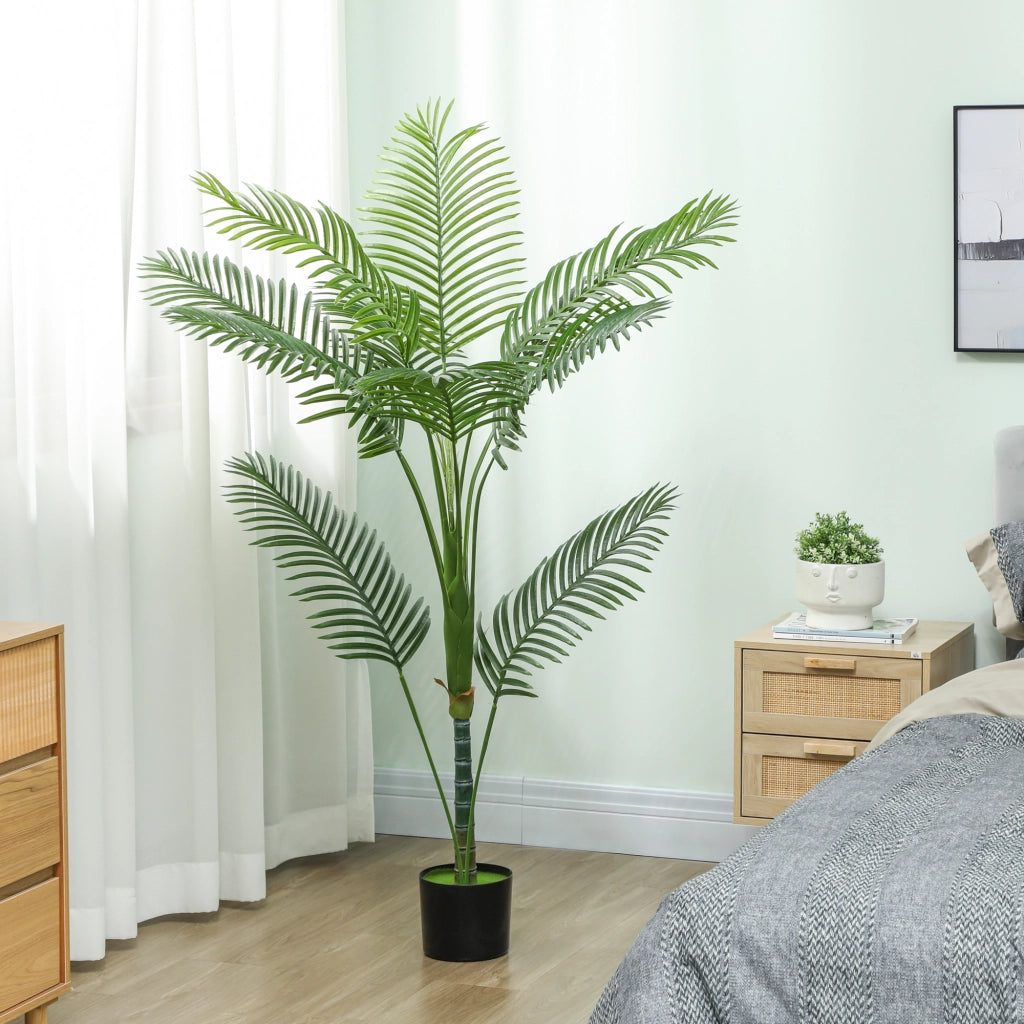Pianta Artificiale Areca Alta 150 cm per Interni con Vaso in PE Verde