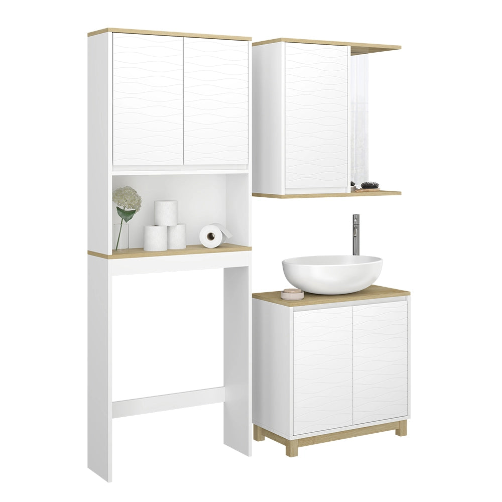 Vicco Set di mobili da bagno Bianco/quercia 3 parti