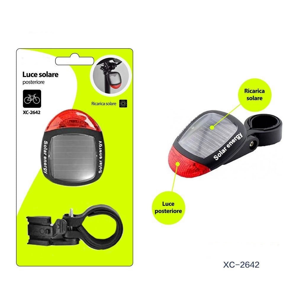 Trade Shop - Luce Fanale Faro Posteriore Per Bici Ricarica Ad Energia Solare Supporto Xc-2642 -