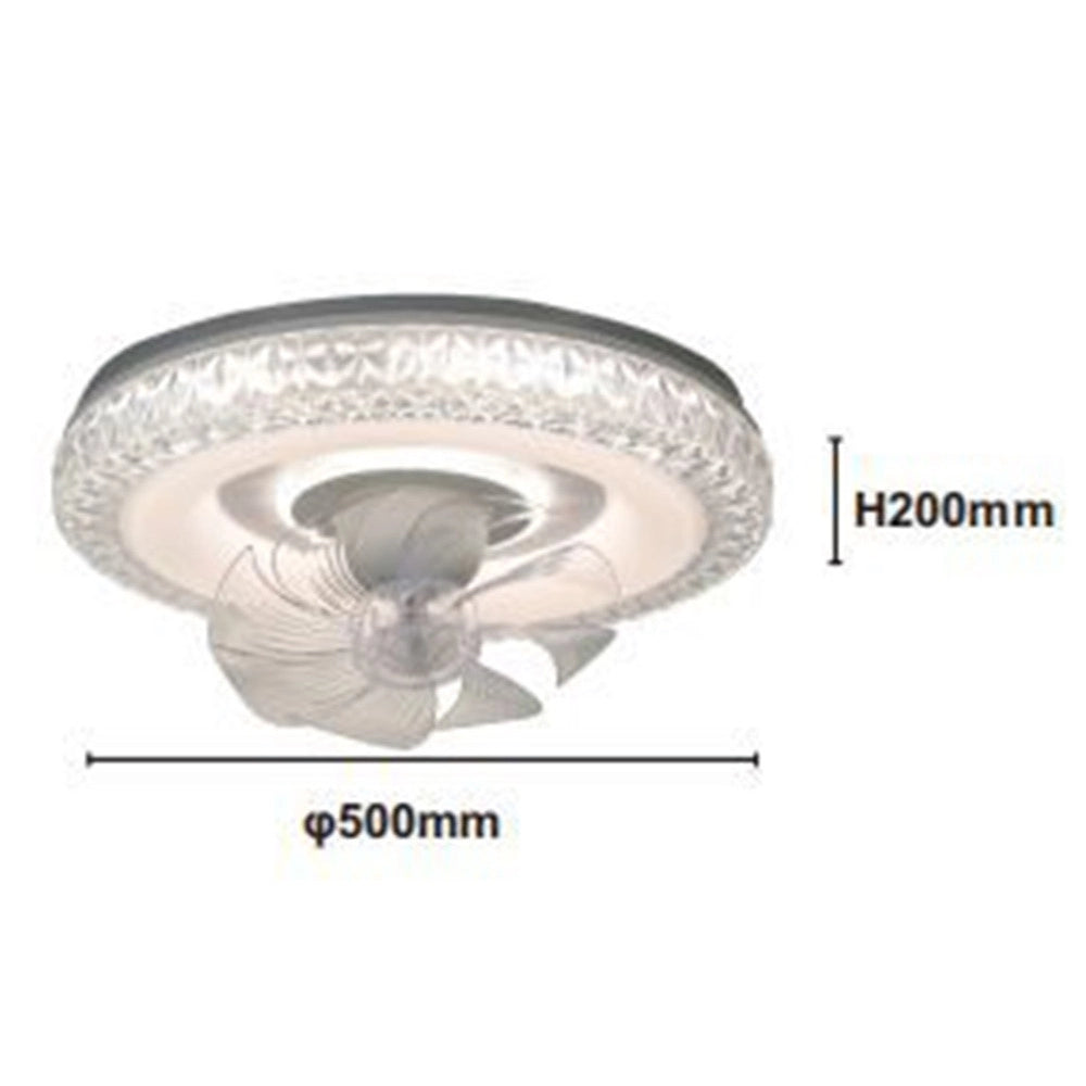 Trade Shop - Plafoniera Soffitto Tonda Cristalli Ventola Lampada Ventilatore Luce 3200k-6500k 33238 -