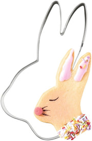 Forma di biscotto Bunny Head – Pasqua dorata, in acciaio inox, 84 x 47 x 25 mm, progettato in Germania