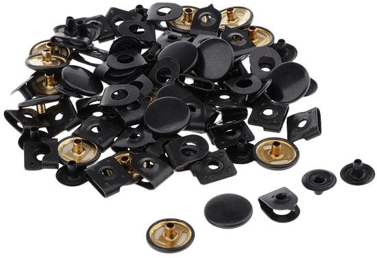 20 pezzi di ganci per pantaloni in metallo 15 mm, chiusure oculari, uncini e chiusure oculari per pantaloni, gonne, camicie, cucito, ricamo, abbigliamento, giacche, jeans, nero