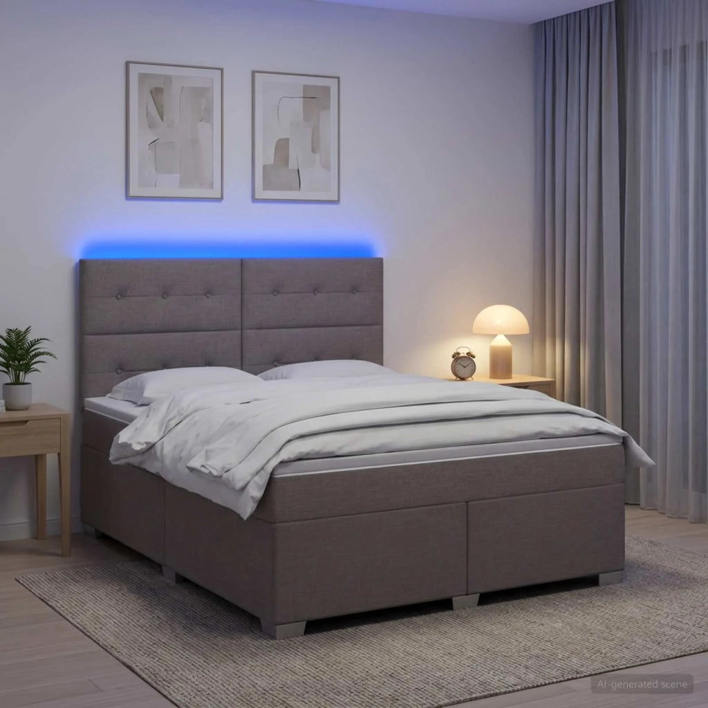 Letto box spring con materasso Tortora 140 x 190 cm Tessuto 3454870