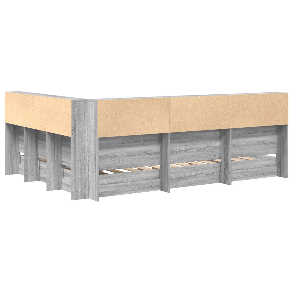 Letto con Libreria Grigio Sonoma 160x200 cm Legno Ingengnerizzato