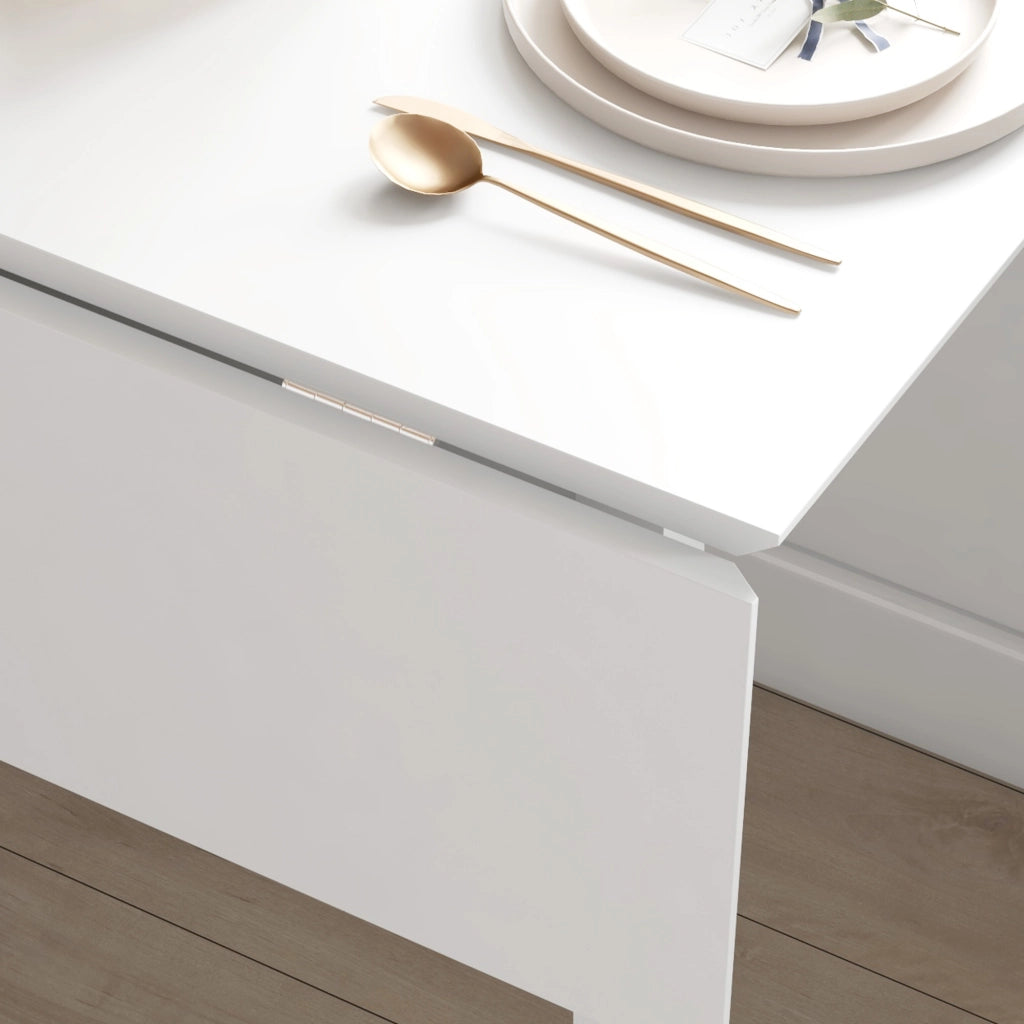 Tavolo da pranzo pieghevole in legno, per 2-4 persone, salvaspazio, bianco, 110 x 86 x 75 cm