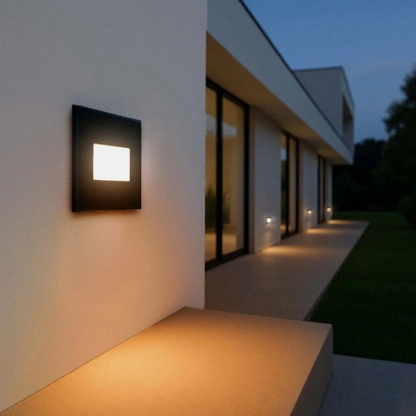 Kit 9 faretti segnapasso a LED Nero da incasso 503 in vetro IP65 CCT 3 colori 4W luce scale parete interno esterno