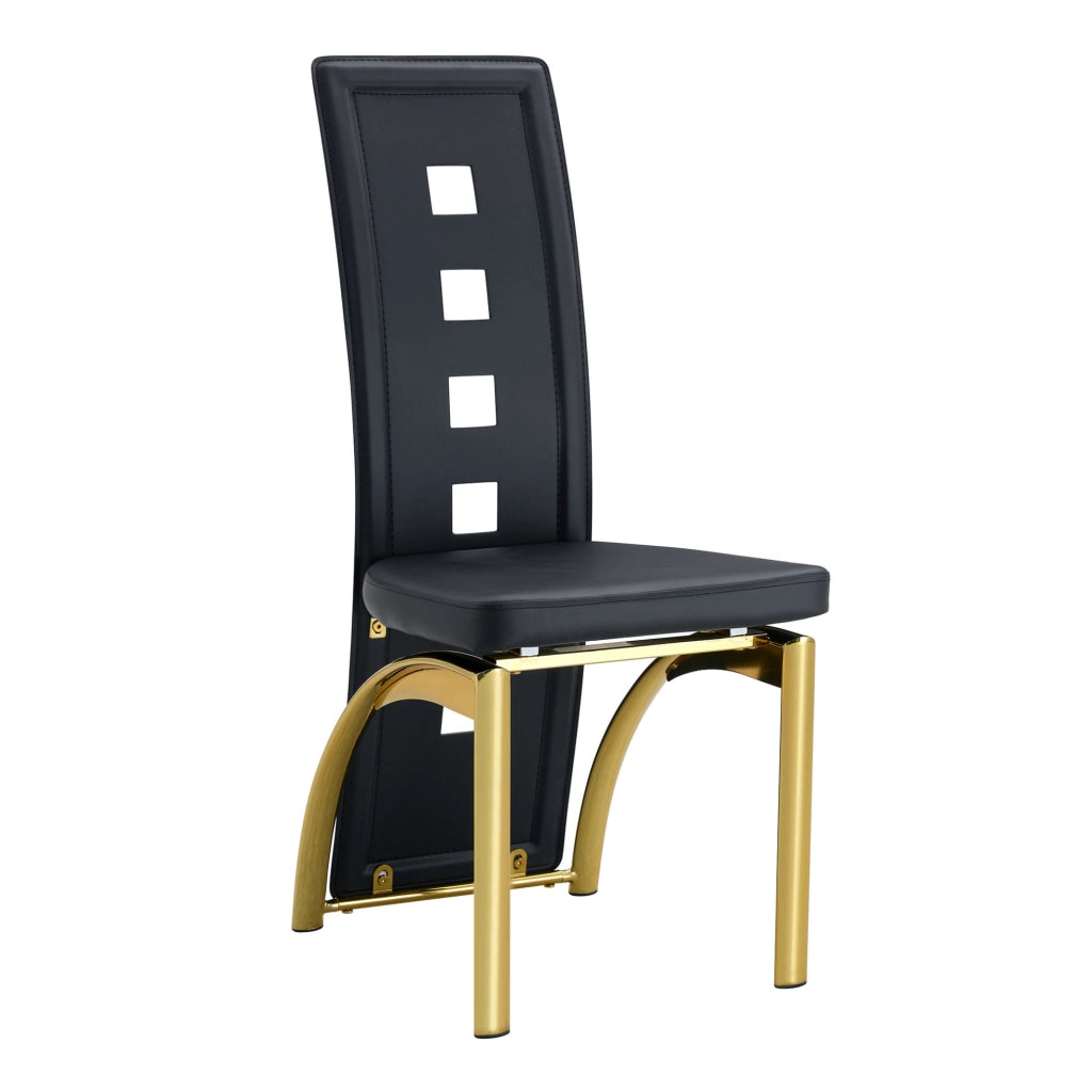 SEDIA da Pranzo 102,5 cm PU Nero e Metallo Oro Set da 2 pezzi
