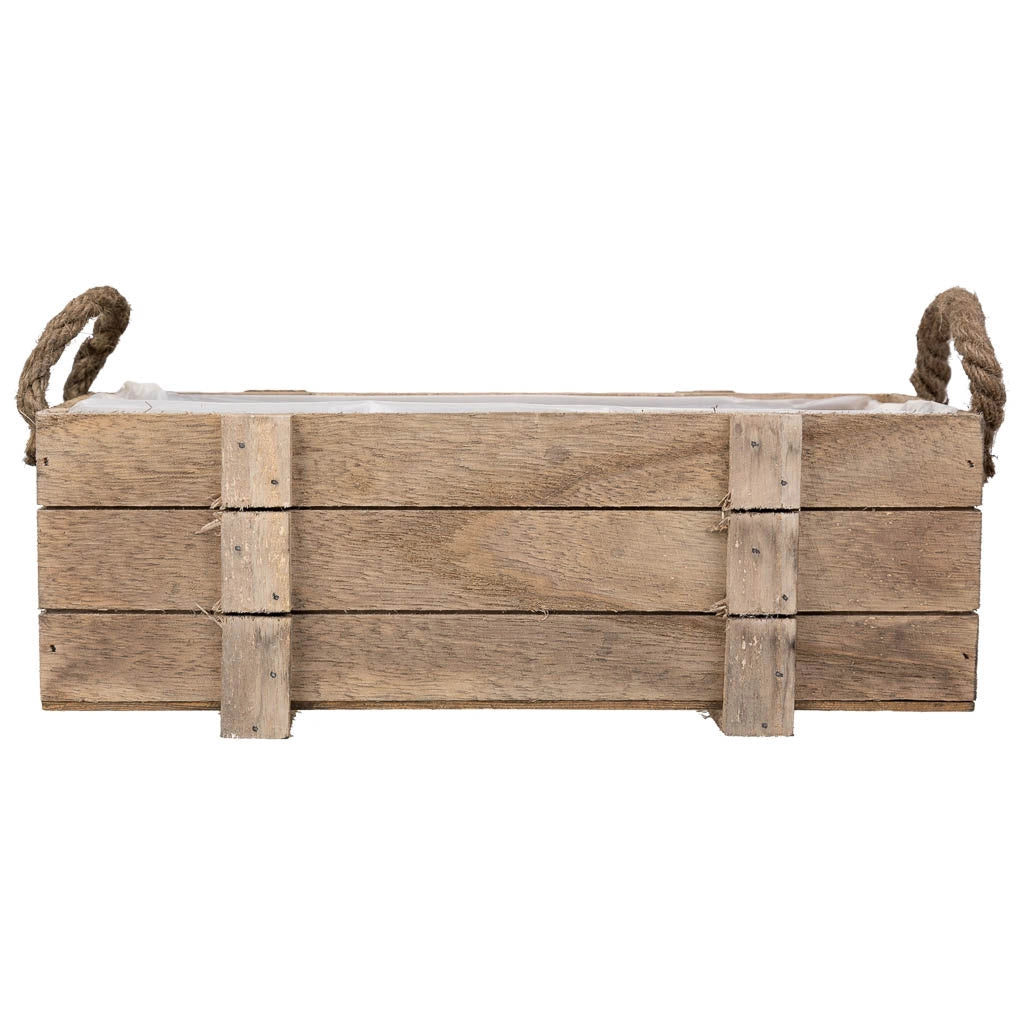 Cesto in legno con manici marroni 32x13x10,5h