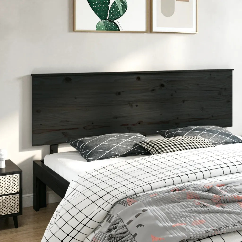 Testiera per Letto-Testata-Testiera Decorativa Nera 204x6x82,5 cm in Legno Massello di Pino