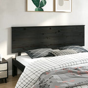 Testiera per Letto-Testata-Testiera Decorativa Nera 204x6x82,5 cm in Legno Massello di Pino