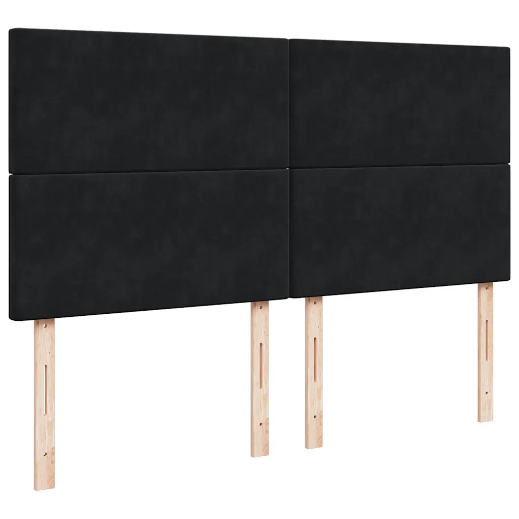 Giroletto a Molle con Materasso Nero 200x200 cm in Velluto