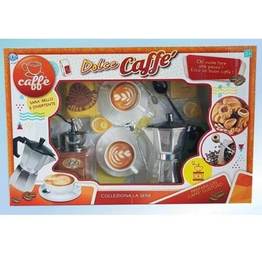 Trade Shop - Dolce Caffè Caffettiera Macina Tazzine Cucchiaino Giocattolo Gioco Bambina -