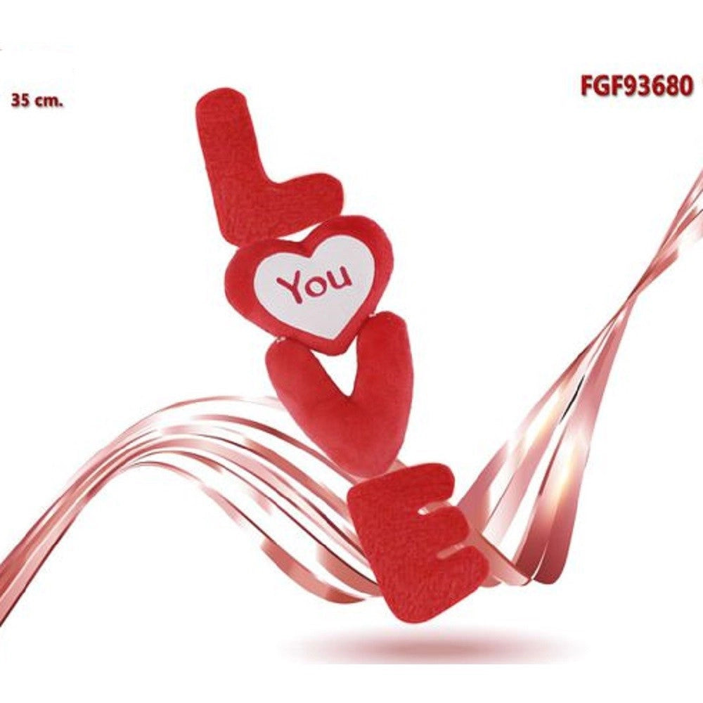 Trade Shop - Scritta In Peluche Love Rosso Cuore You 35 Cm Regalo Per San Valentino 93680 -