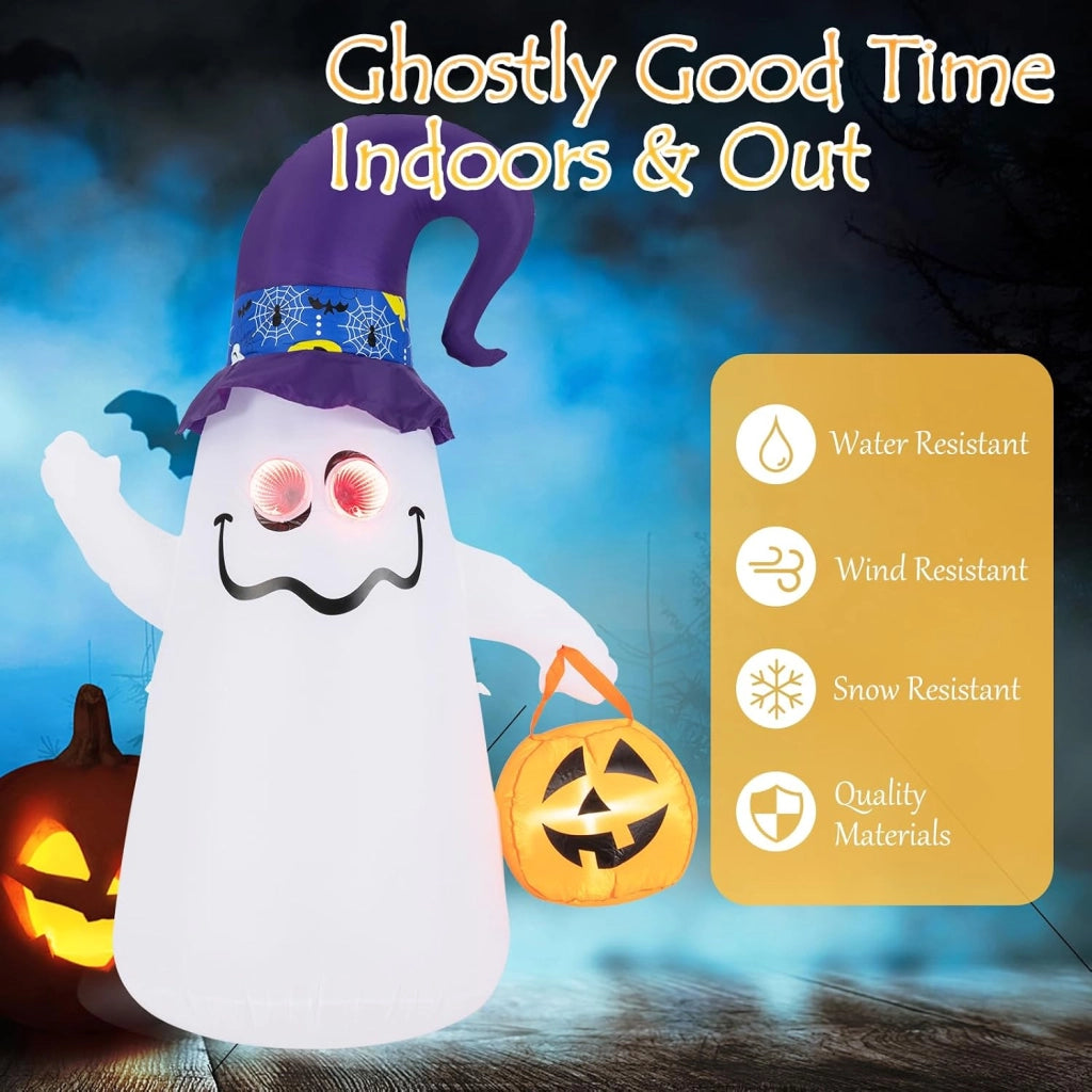 Decorazione Halloween, Fantome Halloween con Zucca Gonfiabile, Luci agli Occhi e Luce LED Brillante, Soffiatore Integrato, Costruzione Stabile, Decorazione Halloween Interni ed Esterni