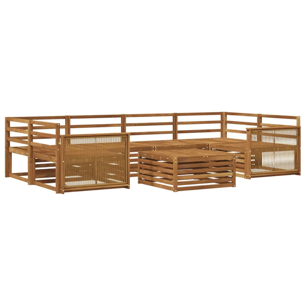 Set di divani da esterno 7 pz Naturale Legno di Acacia Massello 3383087