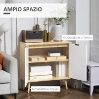 Mobile Multiuso Moderno in Truciolato e Legno di Pino con Ripiano Interno Regolabile su 3 Livelli, 77x35x77.5 cm