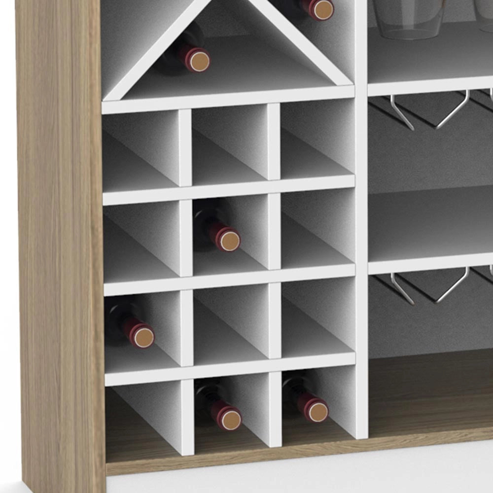 Mobile Bar Cantinetta Bottiglie Vino Legno Cantina 20 Posti Porta Calici Quercia