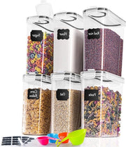 6 scatole di plastica a tenuta d'aria da 2,5 L con coperchio per la cucina - Ideali per conservare cereali, pasta, farina e cibo per animali