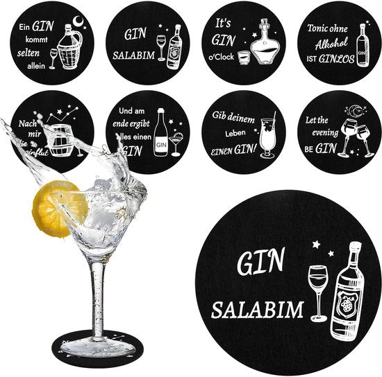 Otturatori per bicchieri, 8 pezzi otturatori rotondi per bicchieri, otturatori per bicchieri resistenti al calore, lavabili per bevande, bar, tazze, bicchieri, amanti del gin e bevitori di gin, (10 x 10 cm)