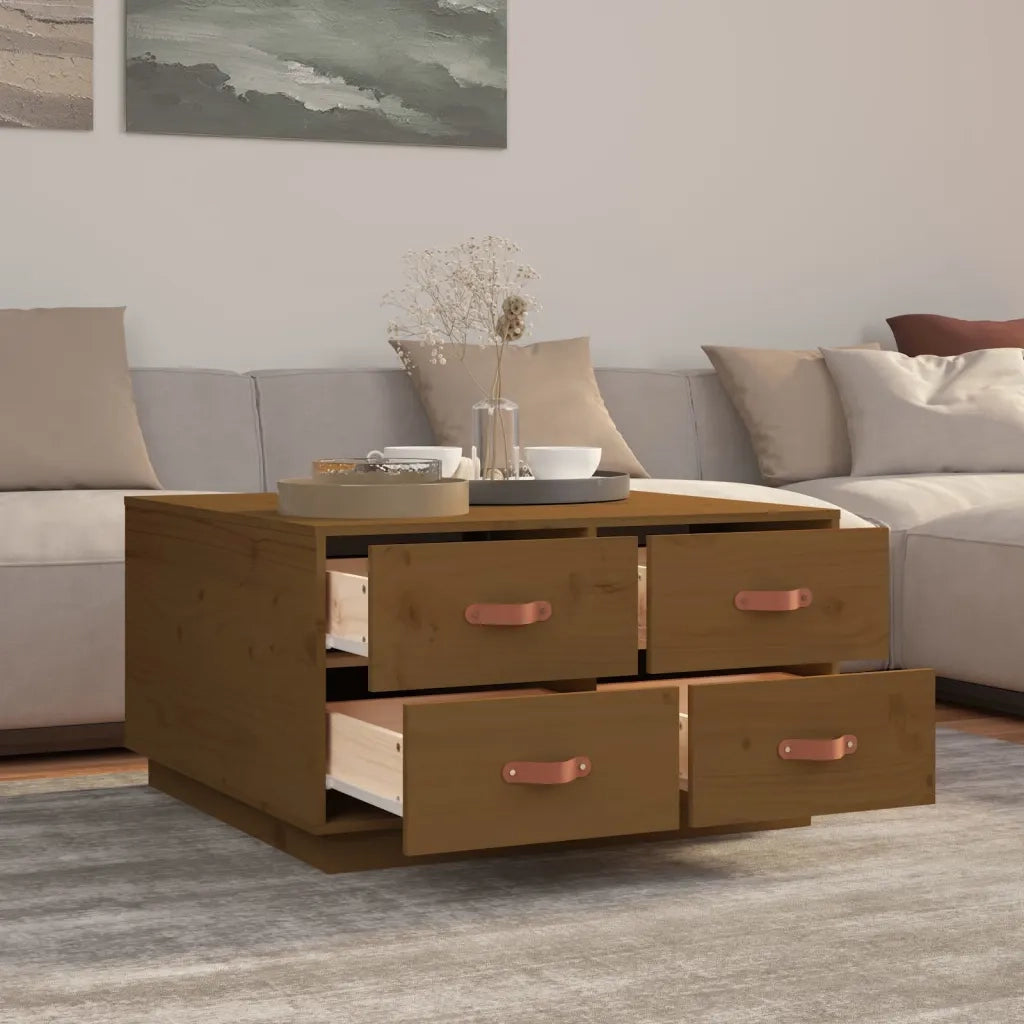 Tavolino da Salotto ambra 80x80x45 cm Legno Massello di Pino 821520