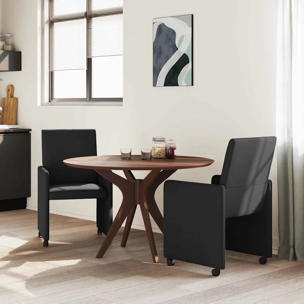 Sedie da Pranzo con Ruote 2 pcs Nero 57 x 66 x 94 cm Tessuto 42017809