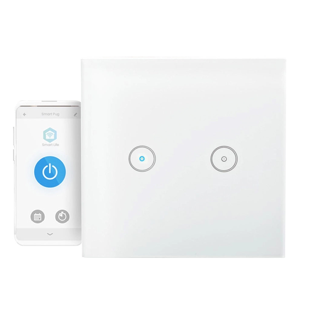 Interruttore Murale Connesso Wi-Fi 2.4GHz 300W per Due Lampade Bianco Nedis