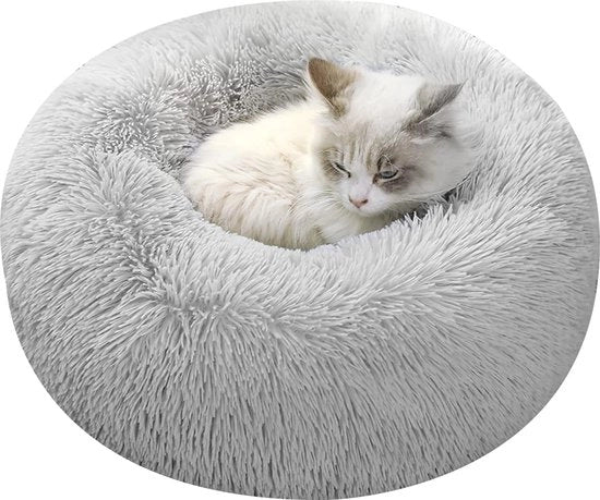 Giornale di Campo per Gatti, Cuscino Plush per Gatti, Lettino per Cani Lavabile, Piccoli Cani, Lettino per Animali Domestici per Piccoli Cani, Gatti e altri Animali Domestici (60 cm, Grigio chiaro)