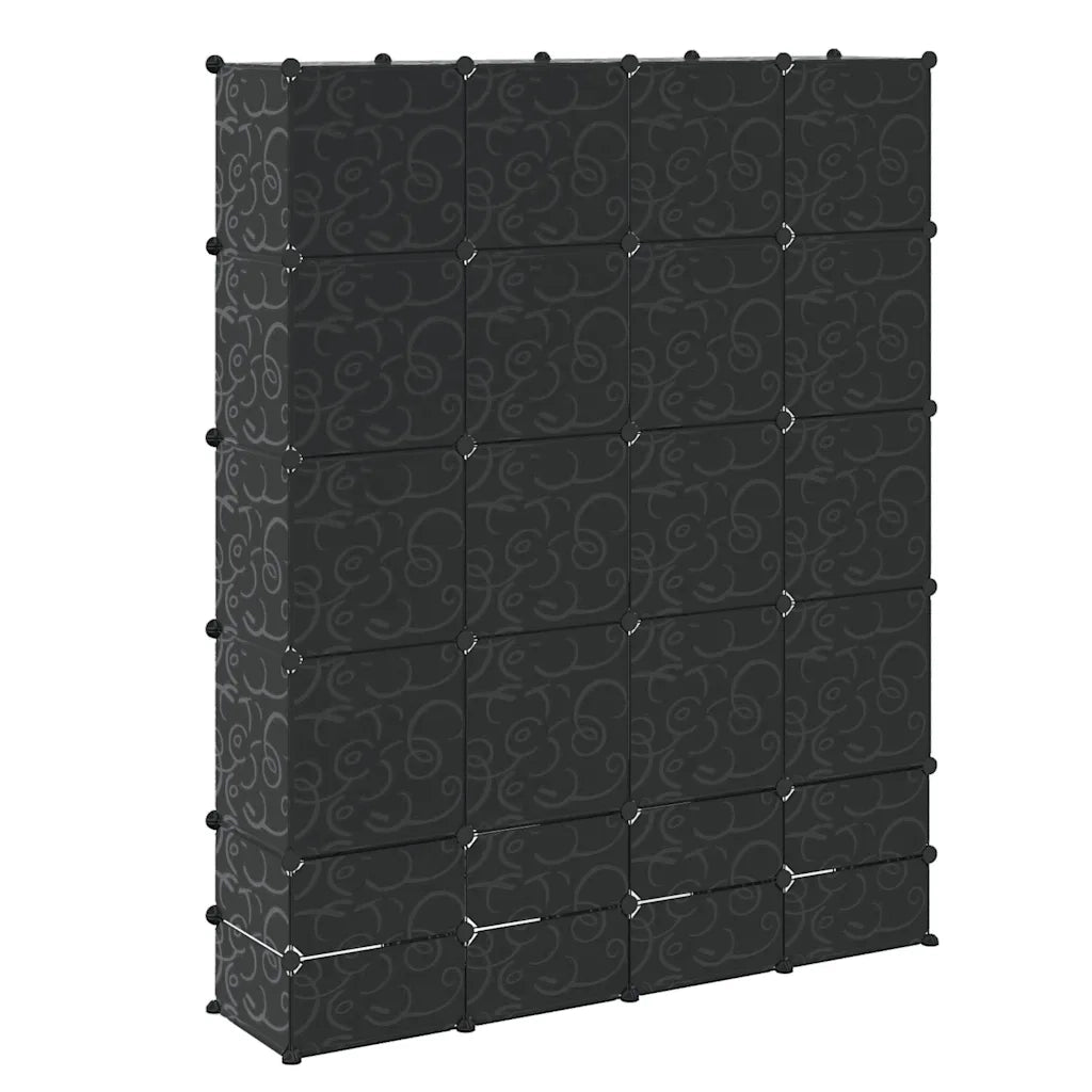 Armadietto Modulare 18 Scomparti Nero e Bianco 37x146x180,5 cm CFW2398299