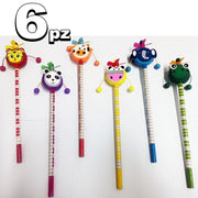 Trade Shop - Set 6 Matite Matita Animali Cartoon Scuola Gadget Bomboniere Compleanno Regalini -