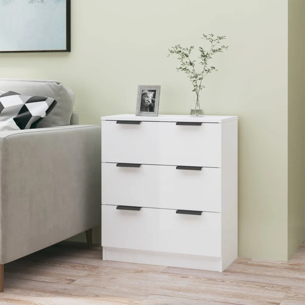 Credenza Bianco Lucido 60x30x70 cm in Legno Multistrato