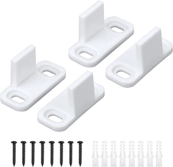 Set di guida per porte scorrevoli in plastica a 4 pezzi - accessori per porte scorrevoli con binario e guida per cassetti - guida bypass (bianco)