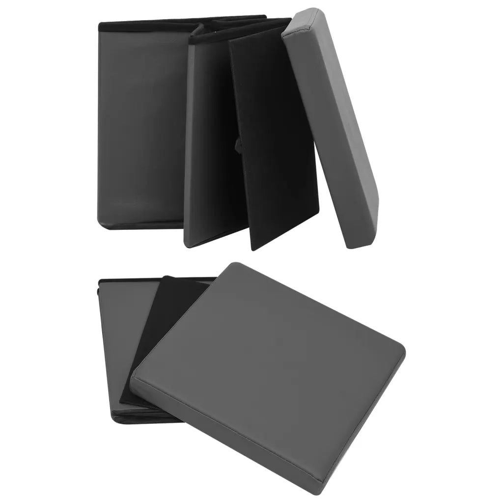 Sgabello con Contenitore Pieghevole Grigio in PVC 338782