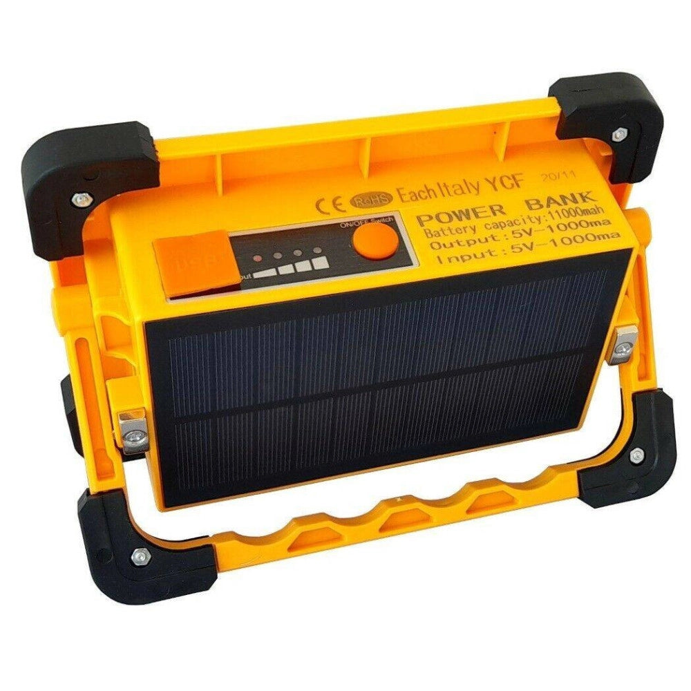 Trade Shop - Faro Faretto Led 80w Con Pannello Solare Ricaricabile Torcia Da Lavoro 92183 -