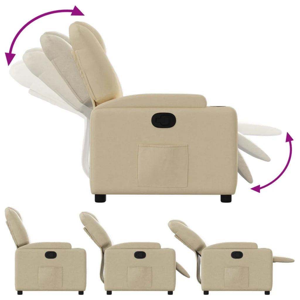 Divano Sedia-Poltrona Reclinabile in Tessuto Crema 557595