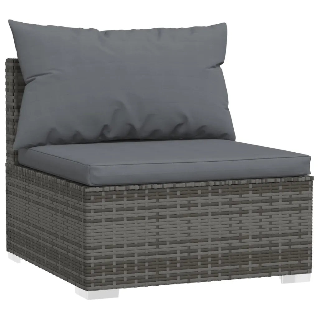 Set Divani da Giardino 8 pz con Cuscini in Polyrattan Grigio 3102285