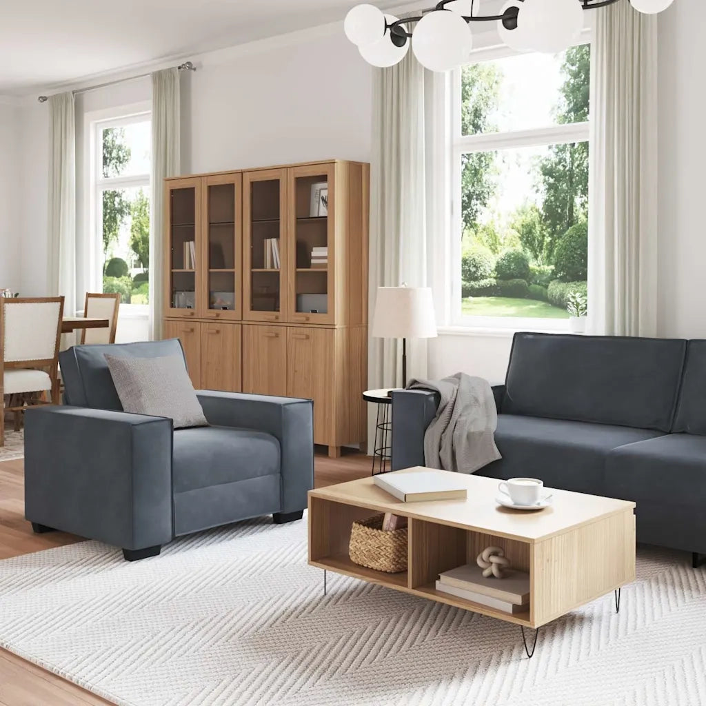 Set di Divani 3 pz con Cuscini Grigio Scuro in Velluto 3324619