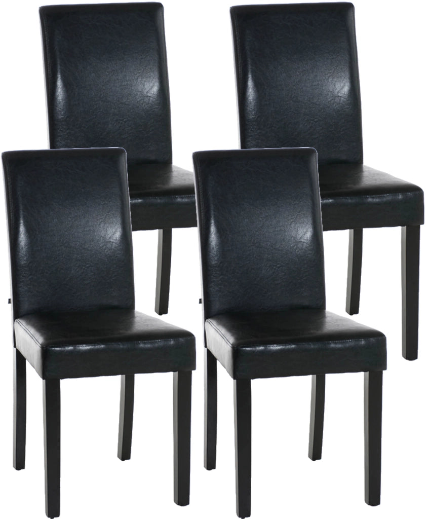 Set di 4 sedie da pranzo in finta pelle Ina nero,nero