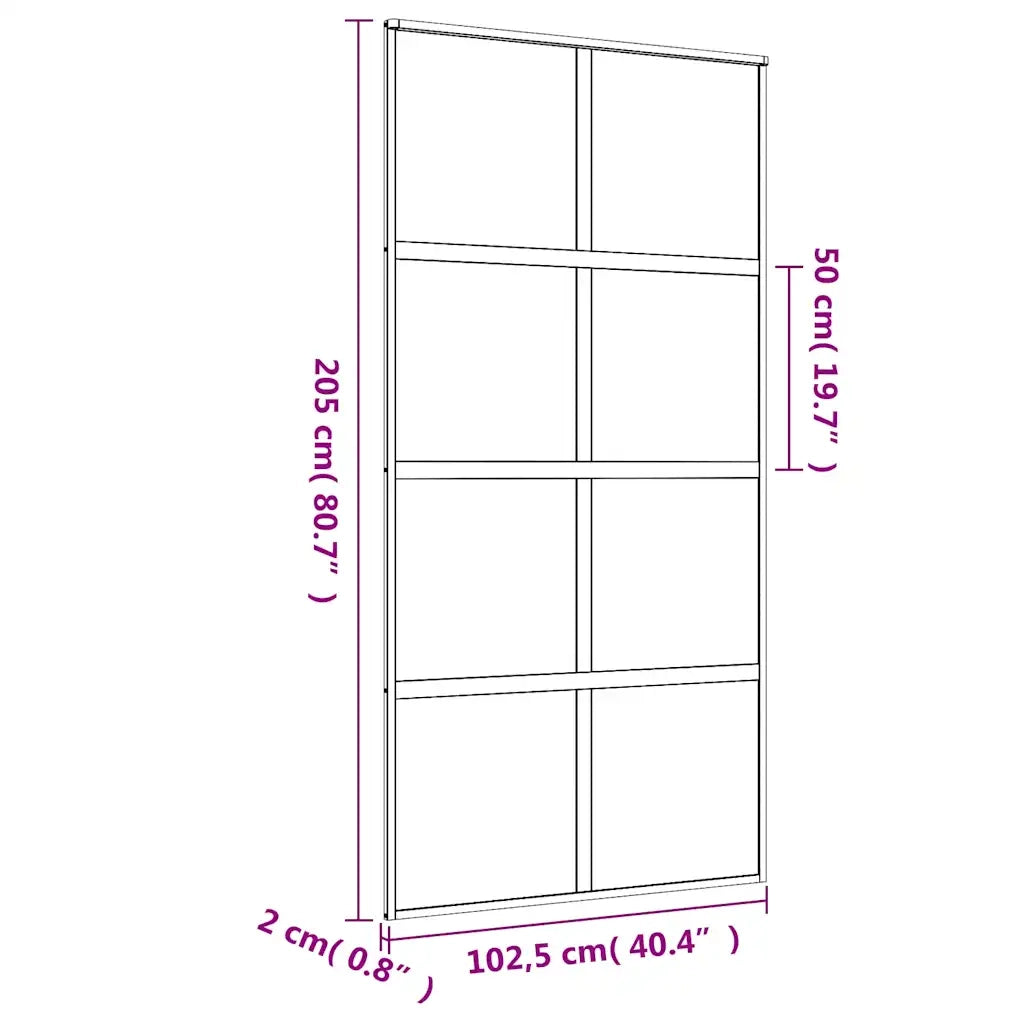 Porta Scorrevole Oro 102,5x205 Vetro Trasparente ESG Alluminio 155186