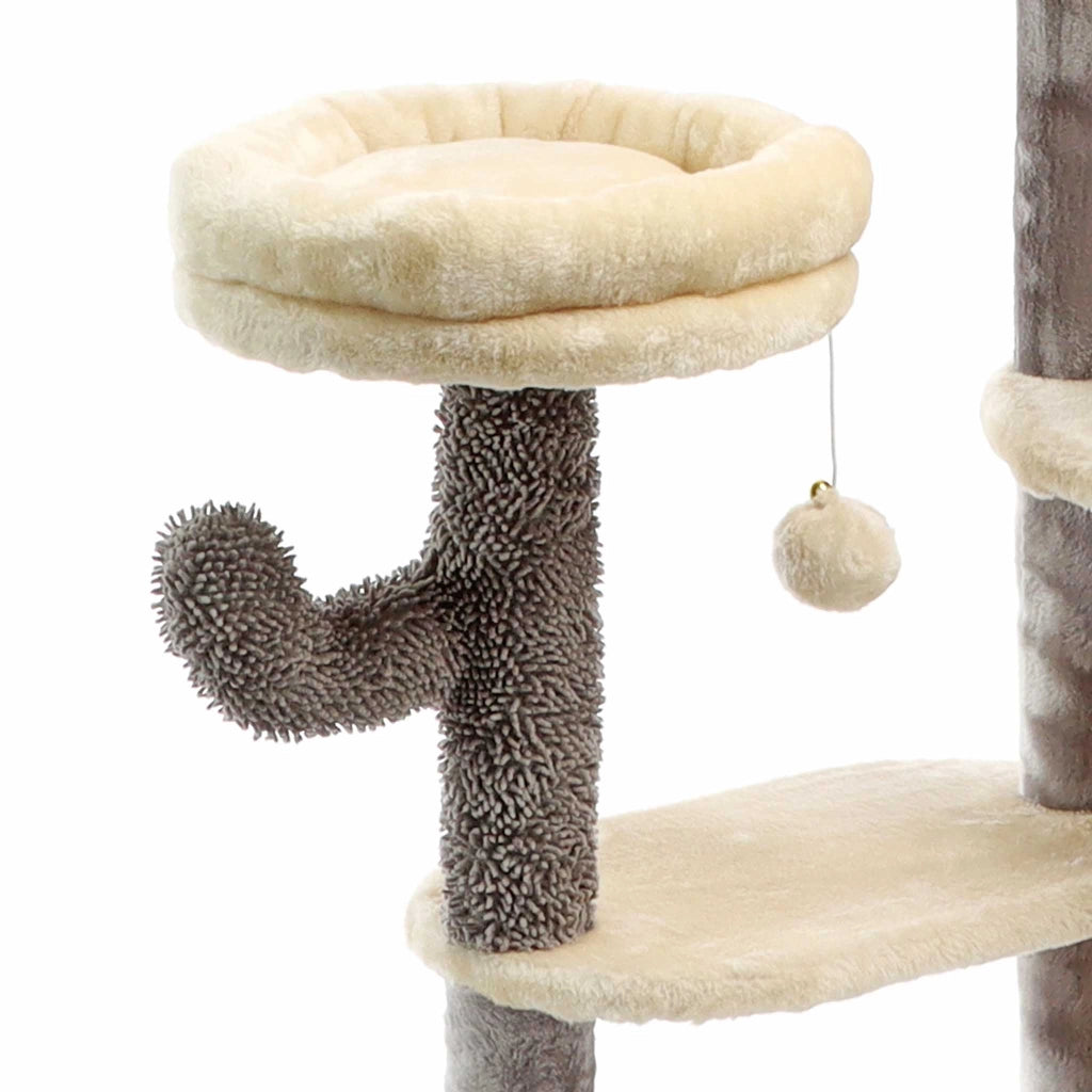 Fudajo Albero tiragraffi per gatti grigio chiaro 172 cm con casetta amaca e palline