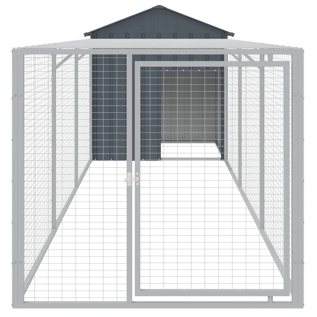 Pollaio con Area Corsa Antracite 117x405x123 cm Acciaio Zincatocod mxl 69912