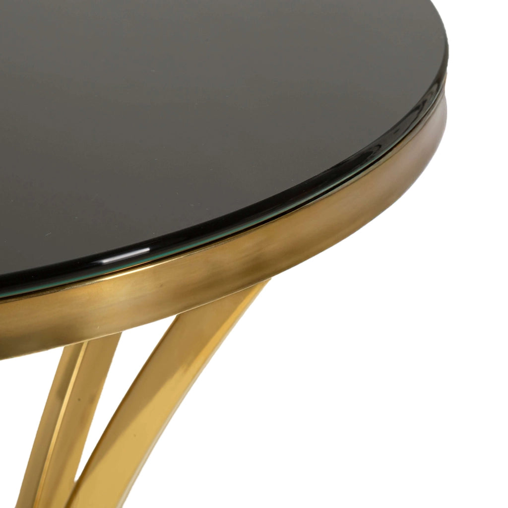 Datelosa, Tavolino da Salotto Forma Rotondo, 50x50x92h cm oro
